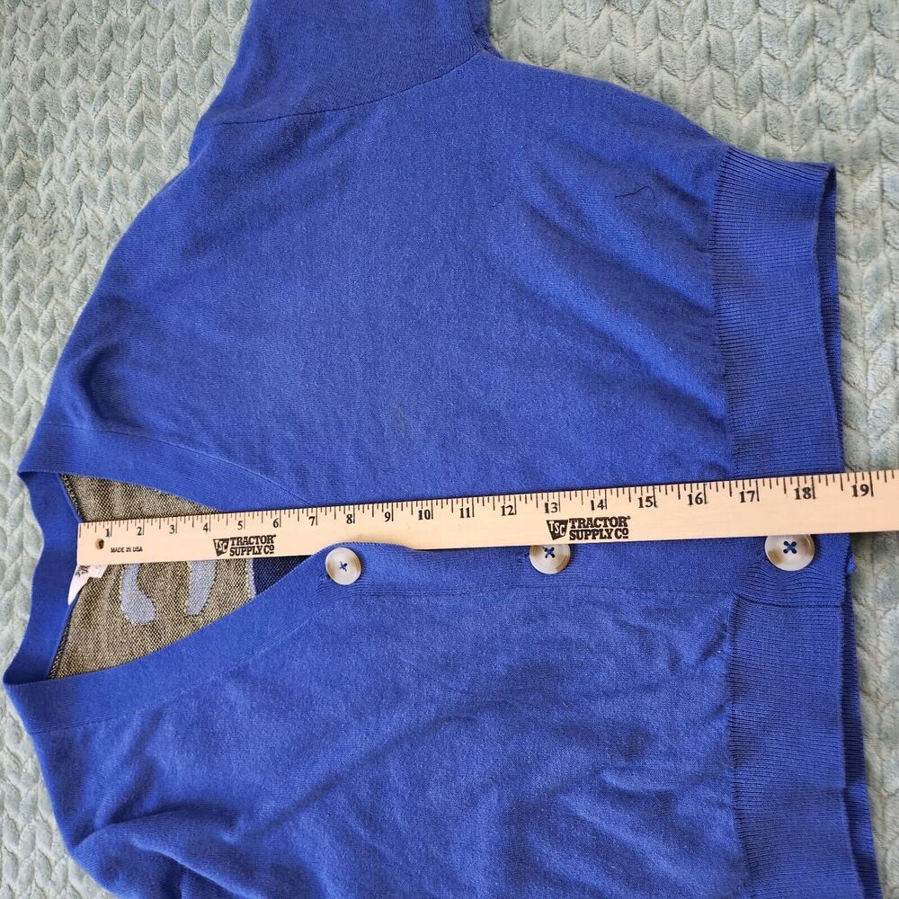 Ascot + Hart Sweater Cardigan Cropped Retro Smile Happy Face On Back Small - Picture 6 of 10